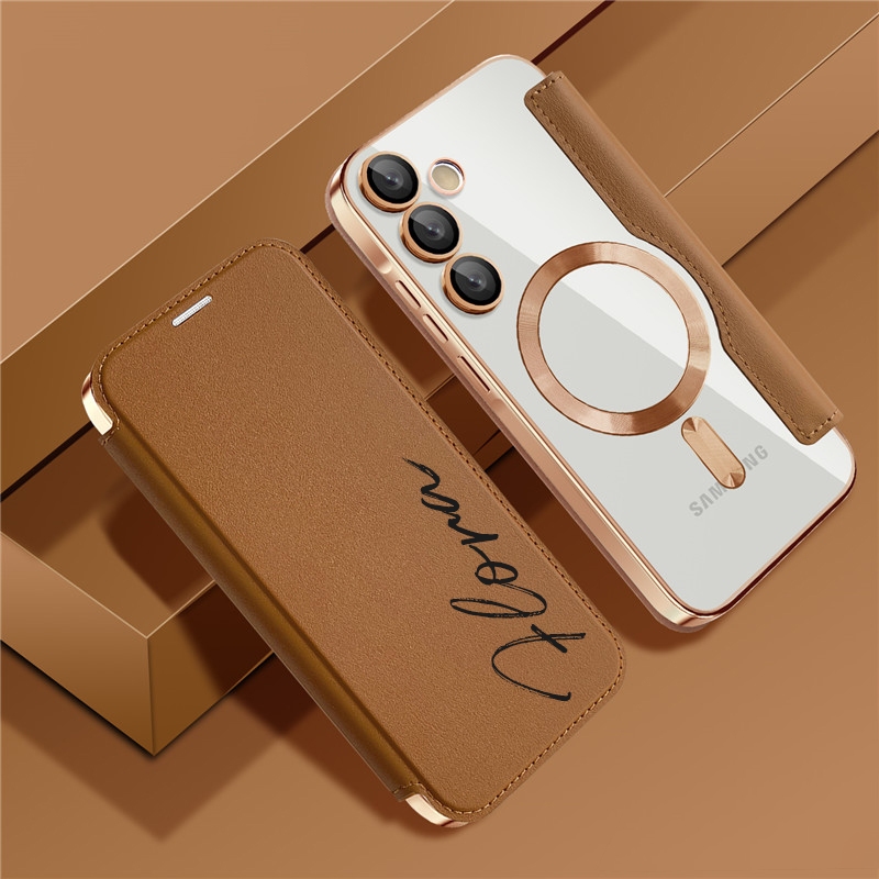 Nova Capa De Couro Flip Com Texto Personalizado DIY Para Samsung Galaxy A57 A56 5G A55 A37 A36 A26 5G Embalagem