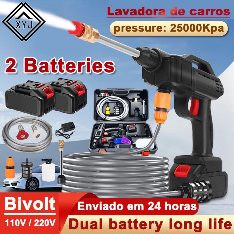 Lavadora Alta Pressão Lava Jato Portátil Recarregável Com Maleta e Acessórios Recarregável Sem Fio para Carros e Jardim em Oferta na Shopee