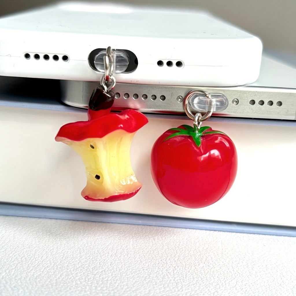 1pc Telefone Móvel Anti-poeira Plug Diy Mordida Apple Core Tomate Acessórios do Telefone Móvel