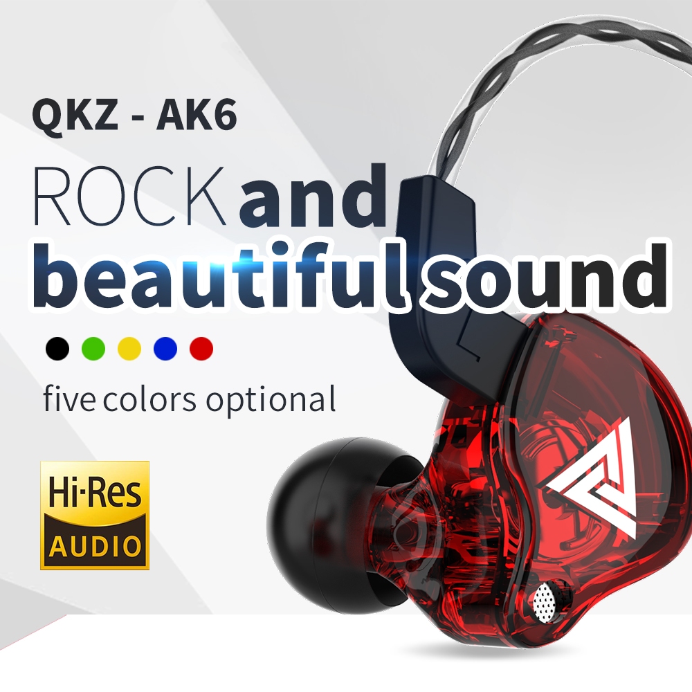 QKZ AK6 Fones De Ouvido Com Fio Dupla Unidade Alta Fidelidade Fone Microfone 3.5mm Esporte Correndo Música Baixo Estéreo