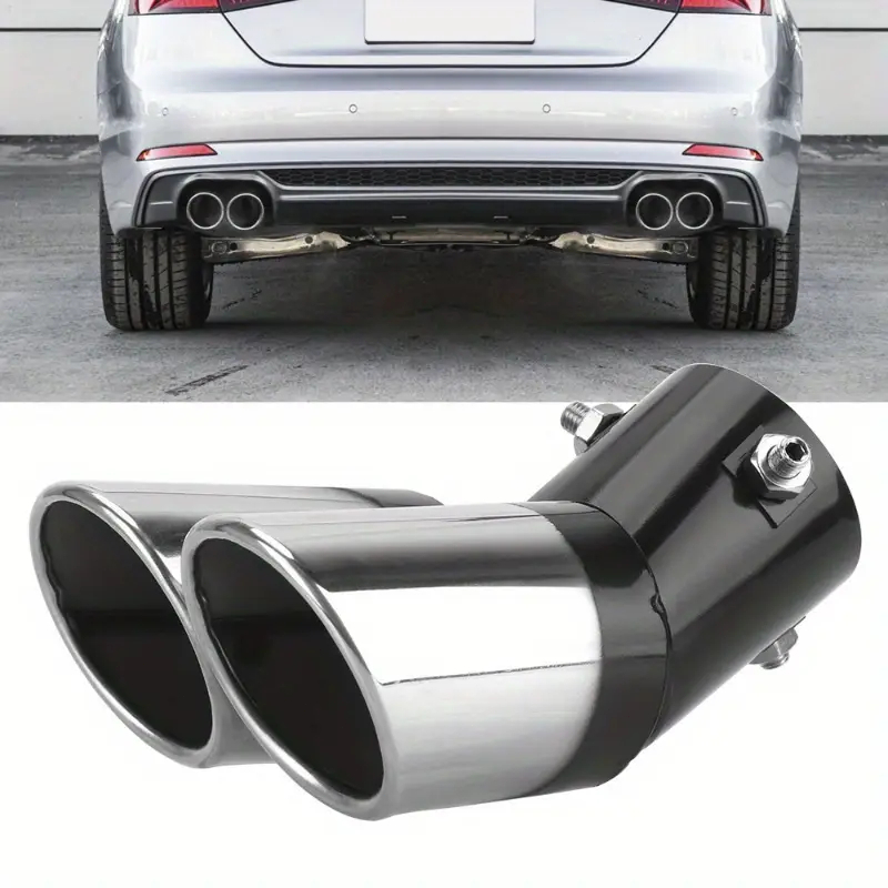 Universal Saída Dupla Ponta de Escape Aço Inoxidável Auto Silenciador do Carro — imagem 2 de 2