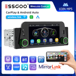 ESSGOO 5 " Rádio Estéreo De Carro Suporte Carplay & Android Auto 1 Din FM Bluetooth Central Multimídia MP5 Player