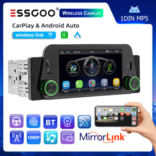 ESSGOO 5 " Rádio Estéreo De Carro Suporte Carplay & Android Auto 1 Din FM Bluetooth Central Multimídia MP5 Player em Oferta na Shopee