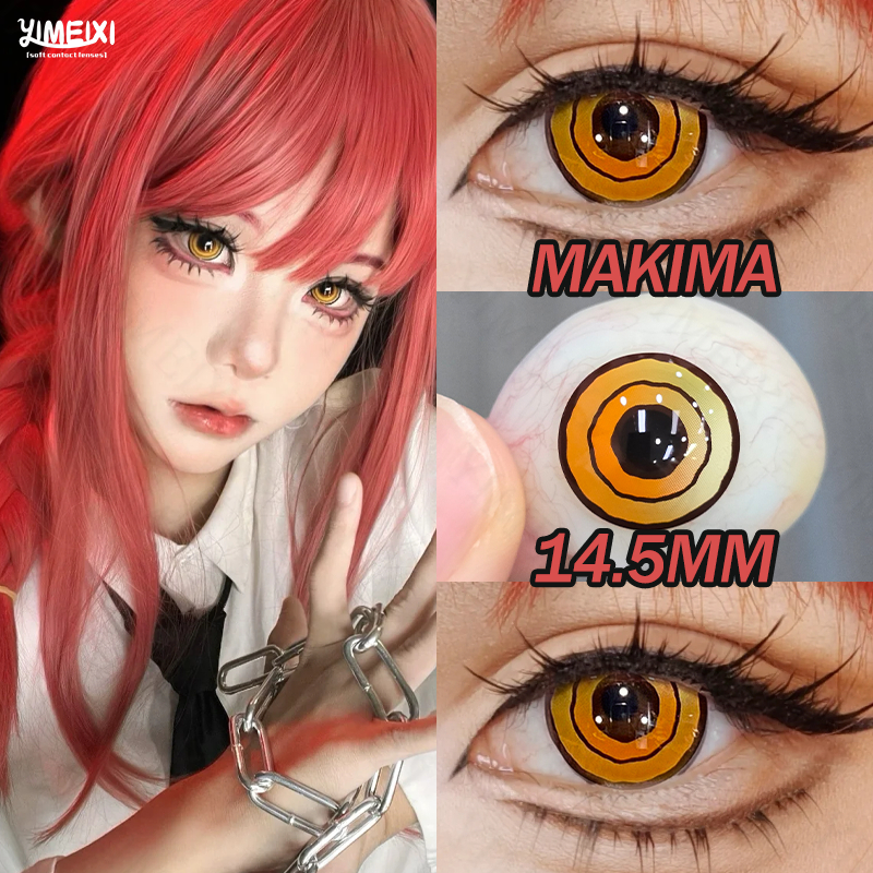 MAKIMA Cosplay Lentes De Contato Motosserra Homem Anel Dourado 2 Pçs Uso Anual WT 40 % Segurança Confortável Hidrogel