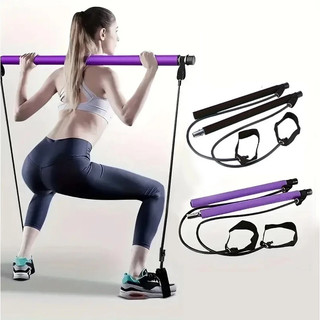 Barra Pilates Elástico Bastão Exercícios Aparelho Academia Portátil Treino Musculação Yog…