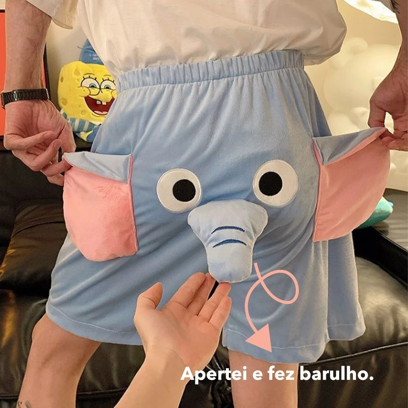 Moda Calças Para Casais，Shorts Soltos de Elefante de Veludo, Calças de Pijama de Nariz de Desenho Animado