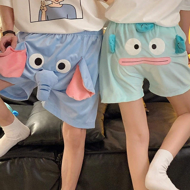 Moda Calças Para Casais，Shorts Soltos de Elefante de Veludo, Calças de Pijama de Nariz de Desenho Animado em Oferta na Shopee