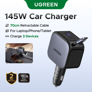 Carregador De Carro UGREEN 60W/90W/145W PD60W Cabo Retrátil USB-C De Carga Rápida Para iPhone 16 Pro Max Samsung S25/S24 em Oferta na Shopee