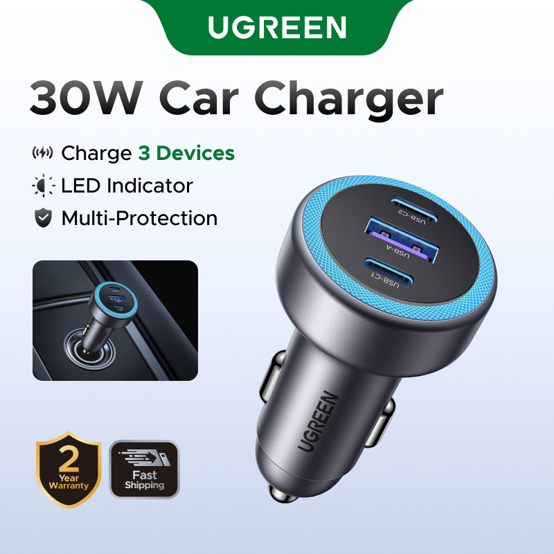 Carregador De Carro UGREEN PD30W USB C Rápido Para iPhone 16 Pro Max 15 Carregamento Celular