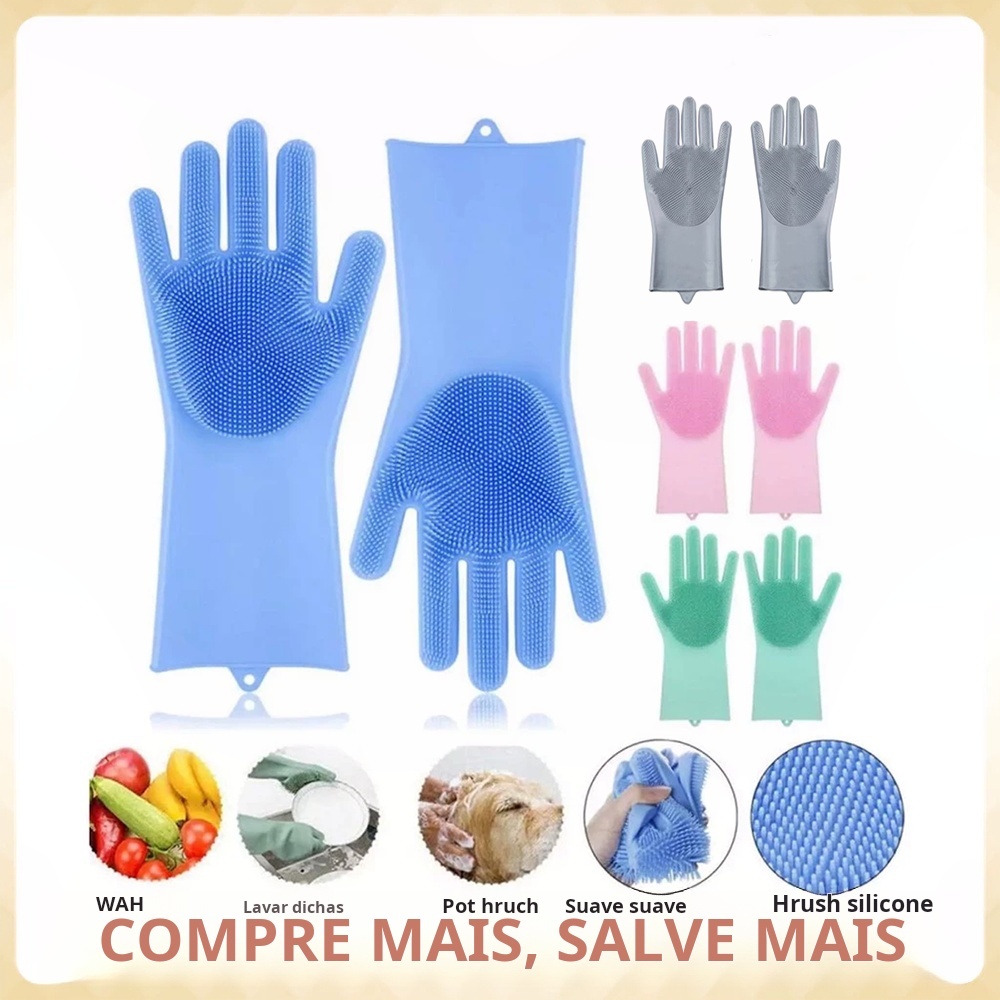 Luva de Silicone Mágica - Multiuso p/ Limpeza, Faxina e Cuidados c/ Pet - Inovadora