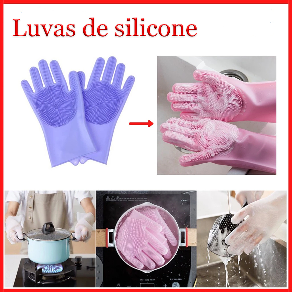 Luva Silicone Limpeza Completa - Remove Pelos e Sujeira - Ideal p/ Casa e Pets em Oferta na Shopee
