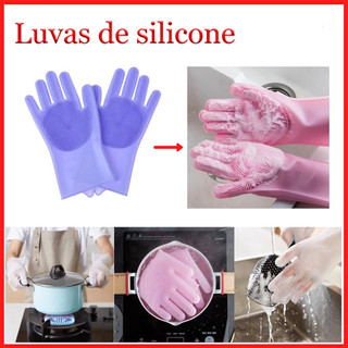Luva Silicone Limpeza Completa - Remove Pelos e Sujeira - Ideal p/ Casa e Pets