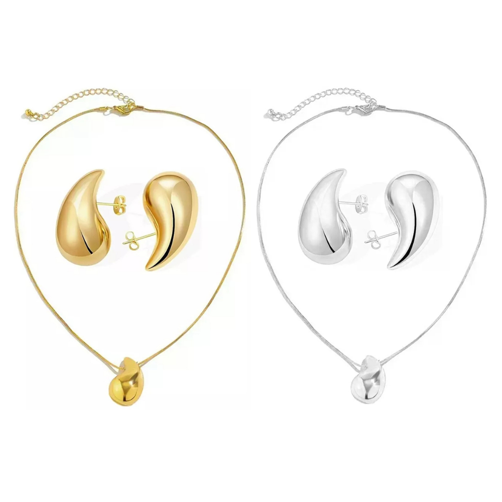 Conjunto De Brinco E Colar Grosso Feminino , Banhado A Ouro 18k Sobre Prata Esterlina 925 em Oferta na Shopee