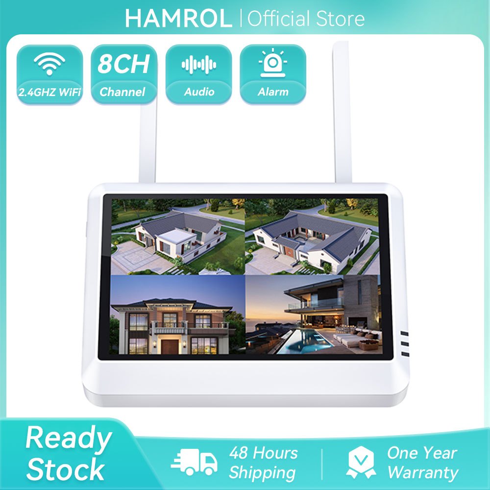 Hamrol 8CH WiFi NVR H . 265 Sem Fio Com Gravador De Monitoramento De Tela Detecção Facial iCsee