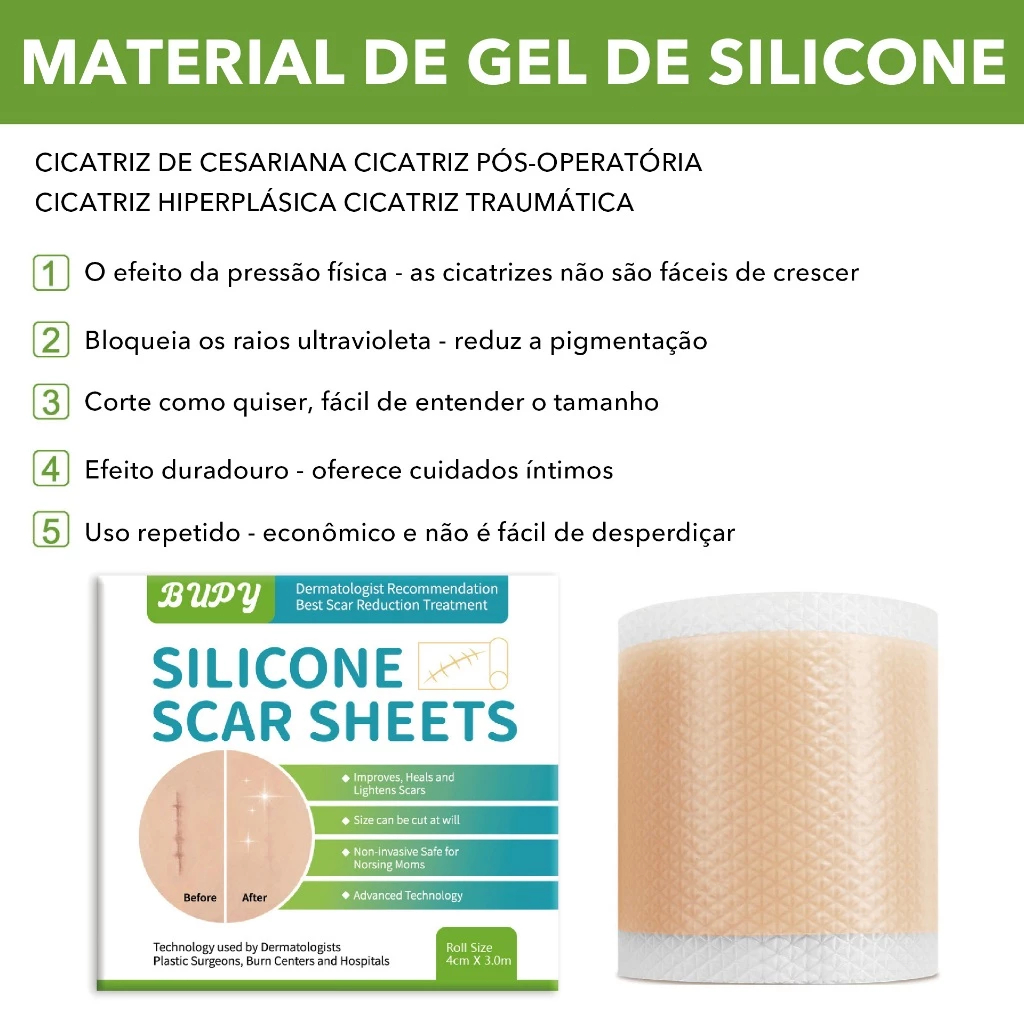 Folha De Gel De Silicone De 1 Unidade-Terapia De Remoção De Cicatrizes Pós-Cirurgia em Oferta na Shopee