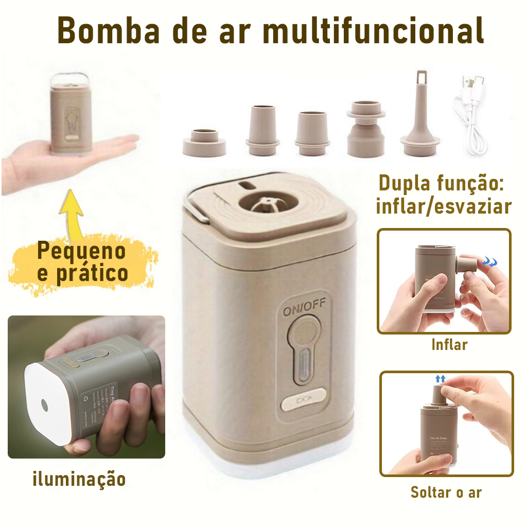 Mini Compressor de Ar Portatil Recarregavél USB Bomba De Ar Lãpião Lanterna