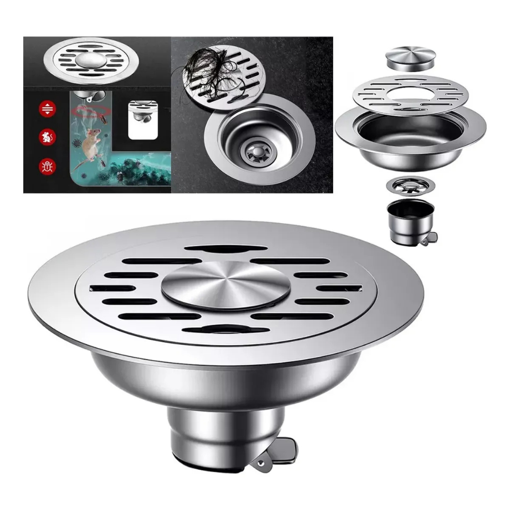 Ralo Inox Redondo 10cm/12cm Válvula Automática-Anti Baratas,não Deixa Cheiro Vazar,Fácil Instalação em Oferta na Shopee