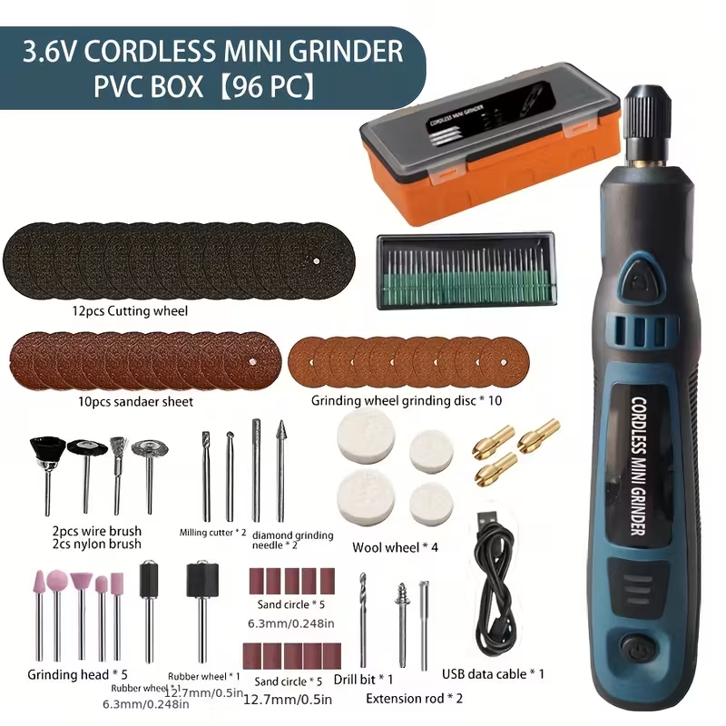 Kit 96 peças Mini Esmerilhadeira Sem Fio Conjunto De Elétrica Polidora Kit De Perfuratriz em Oferta na Shopee