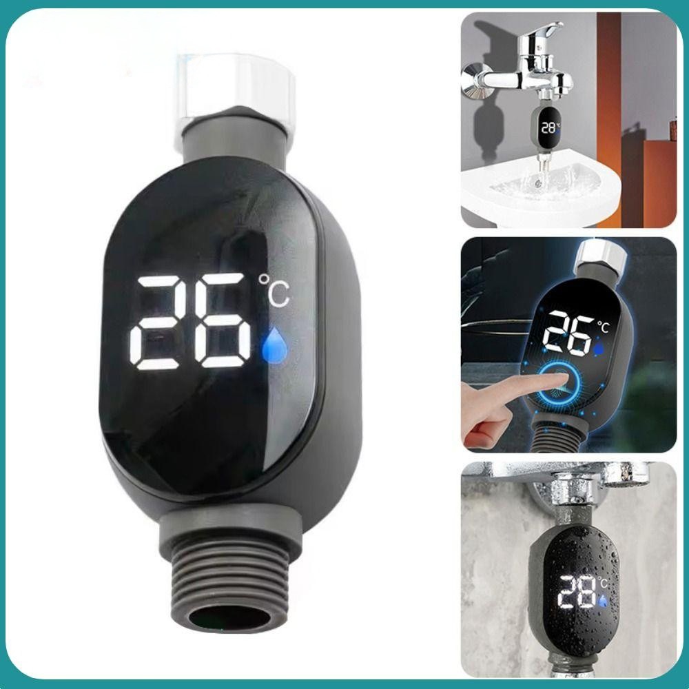 Termômetro de água para chuveiro, Display LED, termômetro de torneira preciso de 0 a 99 graus, Sem função de aquecimento em Oferta na Shopee