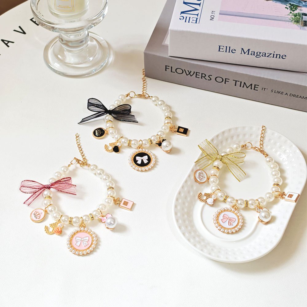 Colar De Pérolas Para Animais De Estimação , Gatos , Cães , Gravata Borboleta , Elegante , Estilo Princesa , Acessórios 