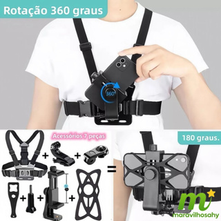 Kit 7 conjuntos de suporte de peito ajustável | Adequado para celular + câmera esportiva (GoPro)| Função Anti-vibração em Oferta na Shopee