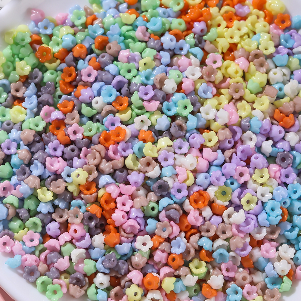 St.kunkka 6mm 100 Unidades De Contas De Flores Acrílicas Coloridas De Lírio Do Vale Para Fazer Pulseira De Colar DIY