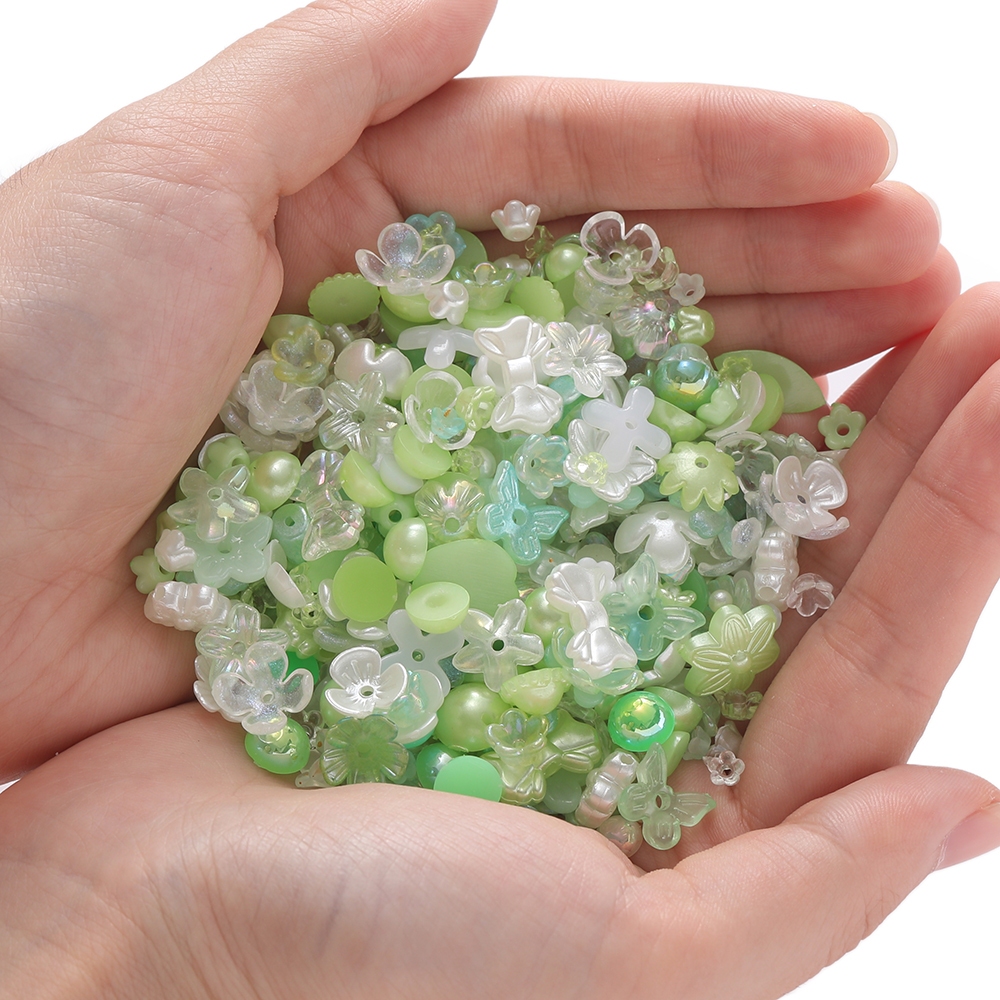 St.kunkka 20g Contas De Flores Acrílicas Mistas 5 ~ 15mm Remendo De Pérola ABS Para Fazer Joias DIY