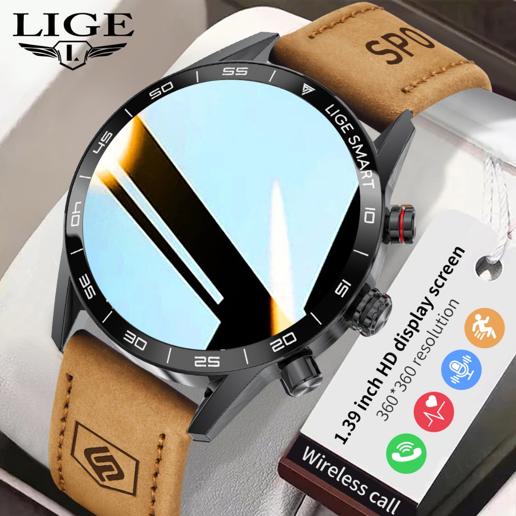 LIGE Novo Relógio Inteligente Masculino 1.39 À Prova Dwaterproof Água Display Bluetooth Chamada De Voz Ao Ar Livre 100 +