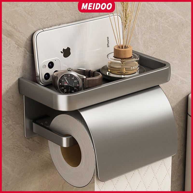MEIDOO Suporte para papel higiênico, suporte para celular, à prova d'água, sem perfuração em Oferta na Shopee