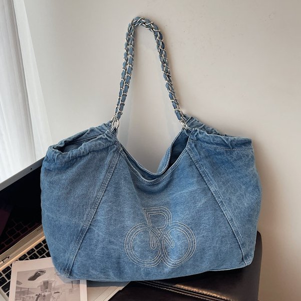 Bolsa jeans retrô feminina, novo estilo, sacola de grande capacidade, bolsa de ombro, bolsa Crossbody, bolsa de lona