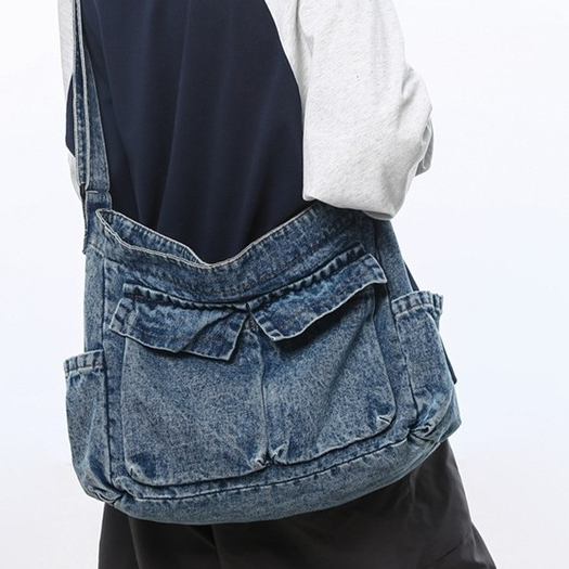 Bolsa jeans lavada novo estilo bolsa de ombro de grande capacidade bolsa de estudante bolsa Crossbody bolsa de lona