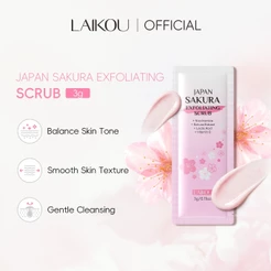 LAIKOU Japão Sakura Esfoliante Com Vitamina C E Ácido Lático | Suave Para Pele Lisa Brilhante Corporal Iluminador