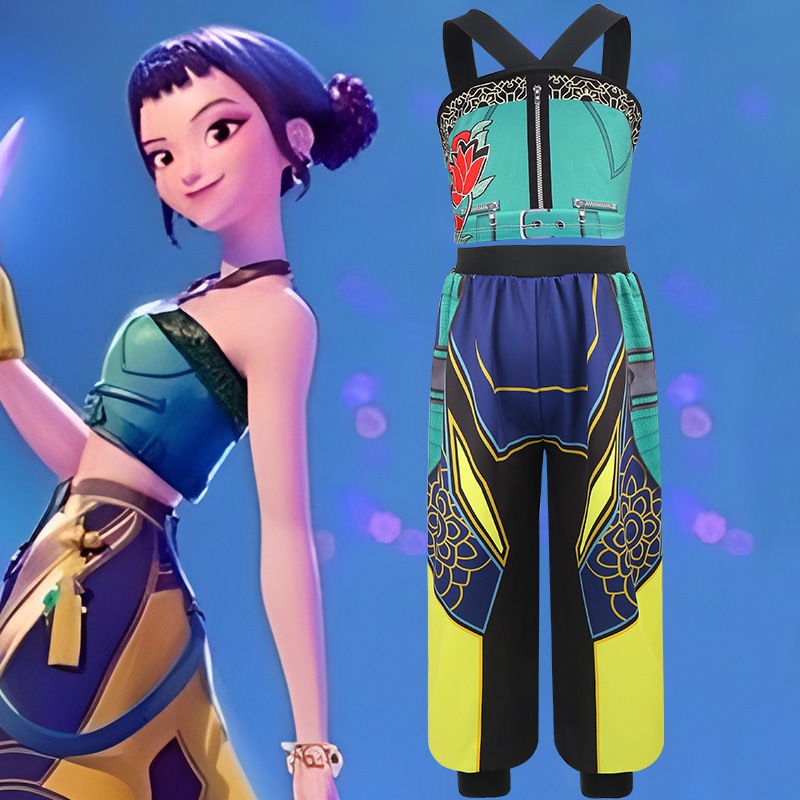 Meninas K-POP Demônio Caçadores Zoe Cosplay Traje Zoey Calças Superiores Criança Festa De Halloween em Oferta na Shopee