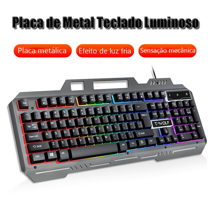Teclado Gamer Semi Mecânico + Mouse Com RGB LED Retroiluminado em Oferta na Shopee
