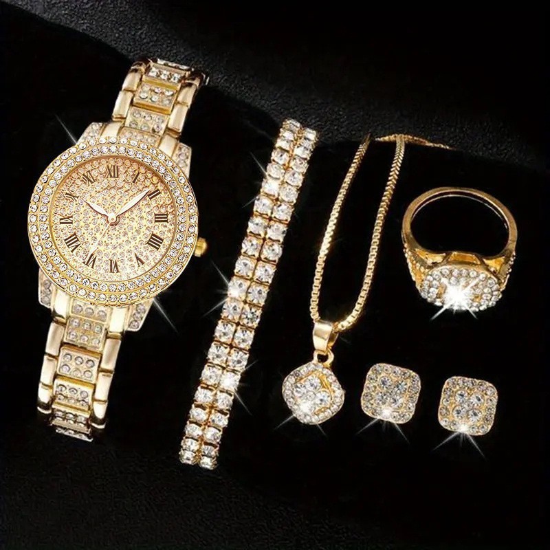 Luz de luxo moda zircão conjunto jóias colar + anel + brincos + pulseira fonte fábrica alto custo-benefício