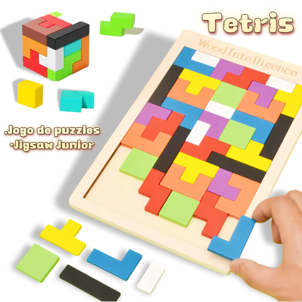 Quebra-Cabeça 3D Colorido Tangram De Madeira Brinquedos Tetris Jogo Infantil Maginação Pré-Escolar Brinquedo Educacional