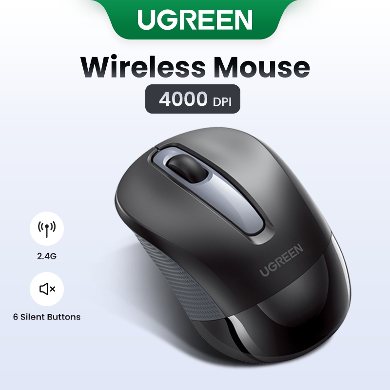 Mouse Sem Fio UGREEN 6 Botões Silenciosos Bluetooth 5.0 & 2.4G Modo Duplo 5 Nível DPI Configuração 4000DPI em Oferta na Shopee