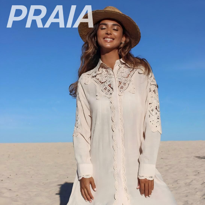 Moda Praia 2026 Renda Cobertura de Biquíni Túnica de Verão Kimono de Praia Leve Camisa Longa Renda Saída de Praia