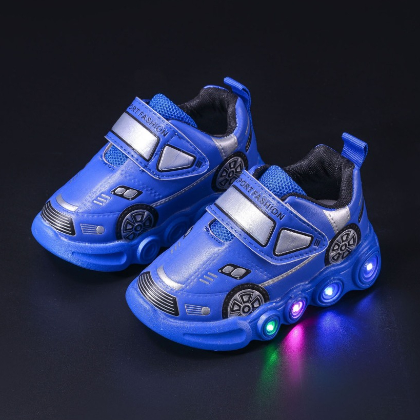 2025 Novo Tênis infantil Menino Tênis de carro com luz LED Confortável  antiderrapante Estudante Tênis de corrida