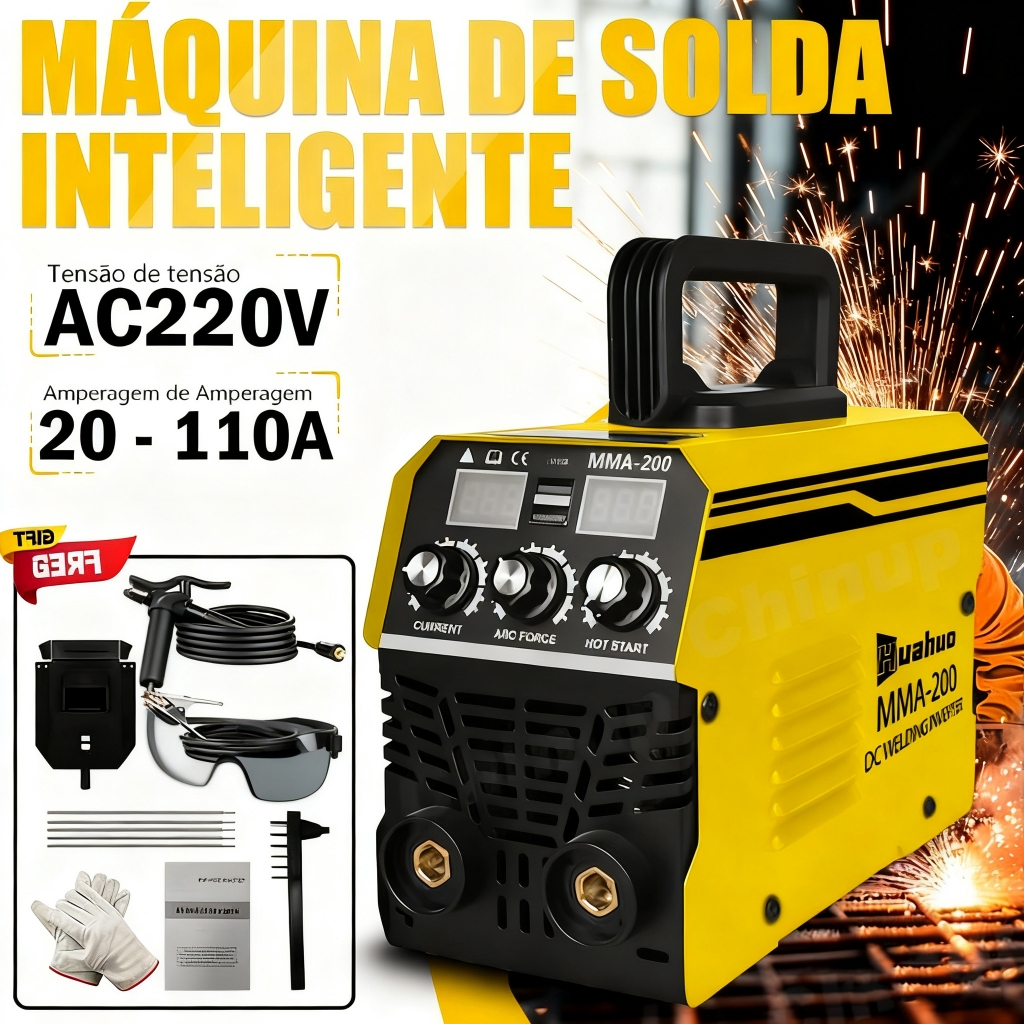 Máquina De Solda Inversora MMA-200 IGBT 220V/110V Tecnologia Display Digital Automático Portátil.
