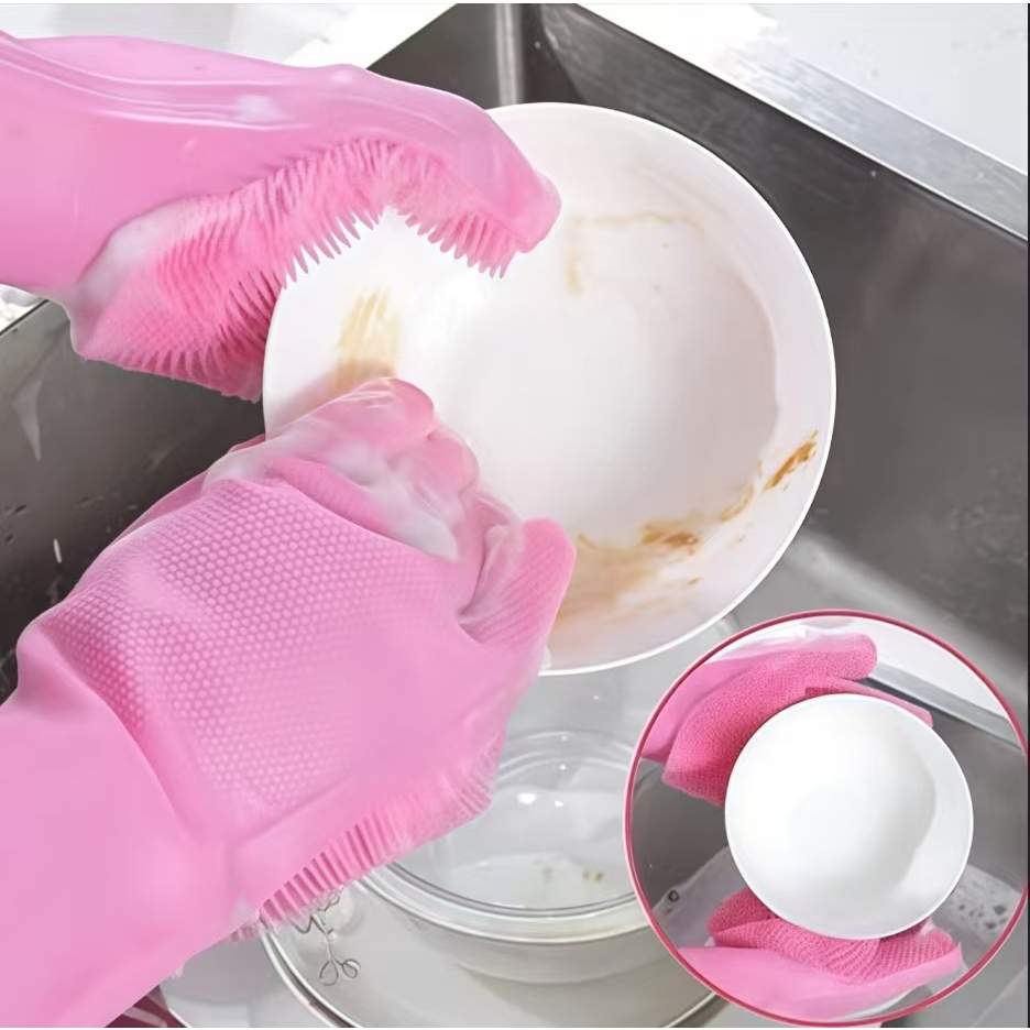 Par De Luvas Silicone Esponja Magicas Para Lava Louças Limpeza Geral Macia Multiuso Top Estilo