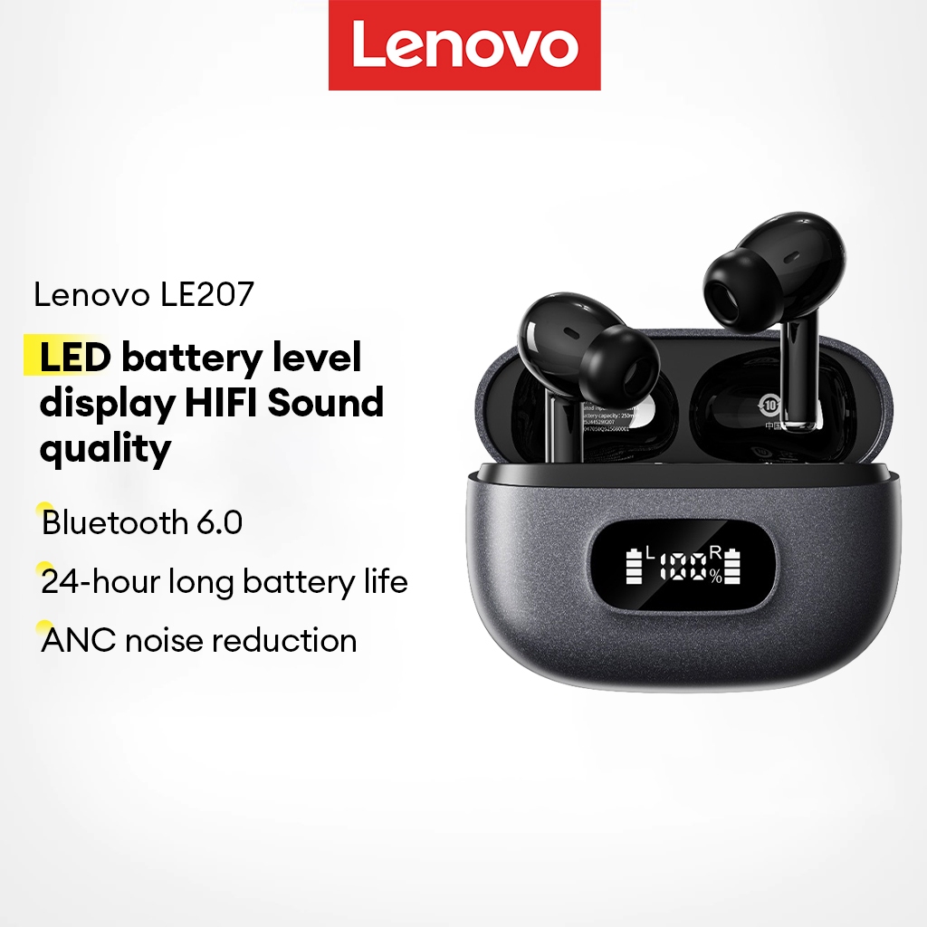Lenovo LE207 Fones De Ouvido Para Jogos Bluetooth Baixa Latência Alta Fidelidade Qualidade Som display Nível Bateria LED em Oferta na Shopee