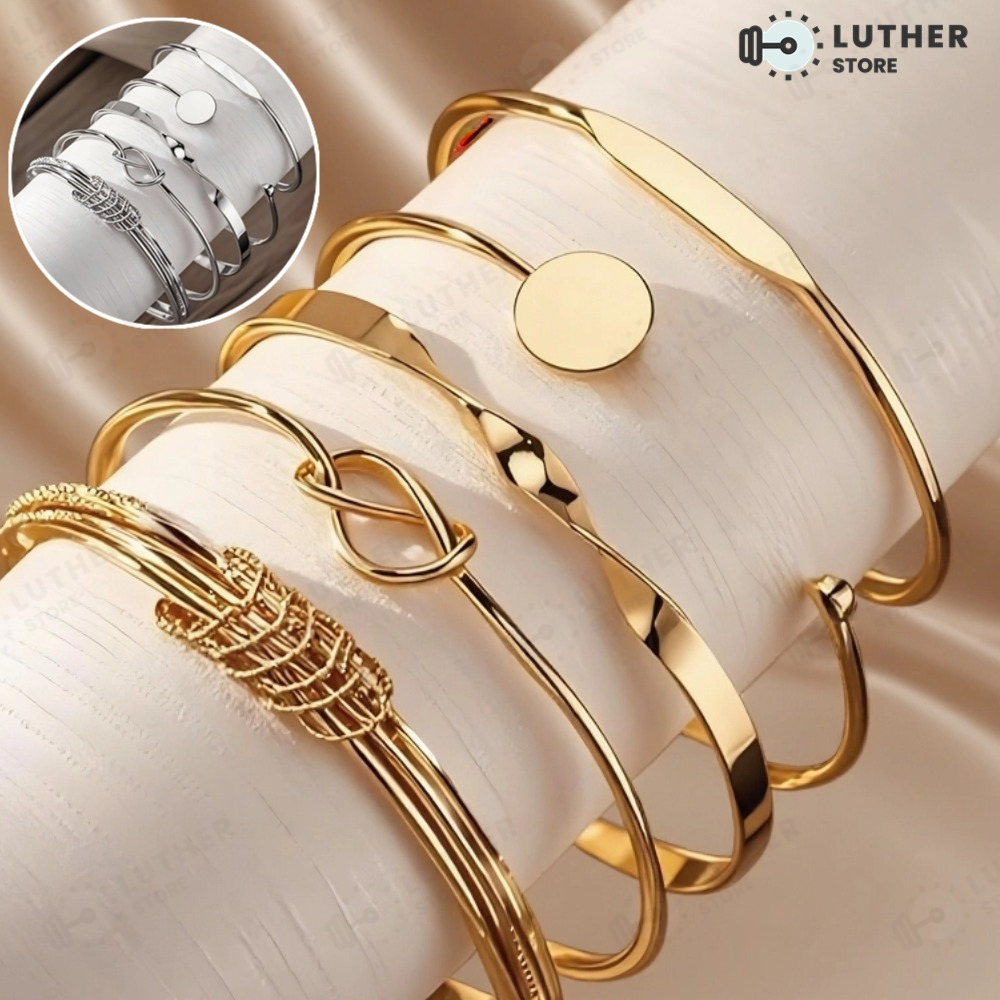 Conjunto De Pulseira De Torção Geométrica 5 Peças Para Mulheres Minimalista Empilhável Presente De Joias Da Sorte-LS em Oferta na Shopee