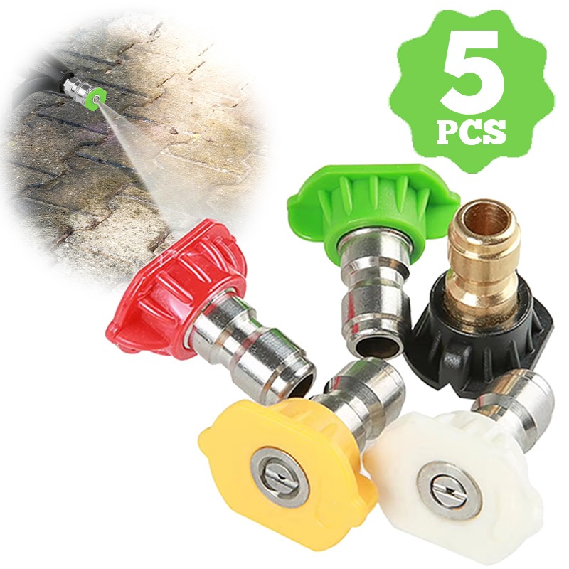 Conjunto de 5 peças de bico de lavadora de alta pressão 1/4 bico de conexão rápida