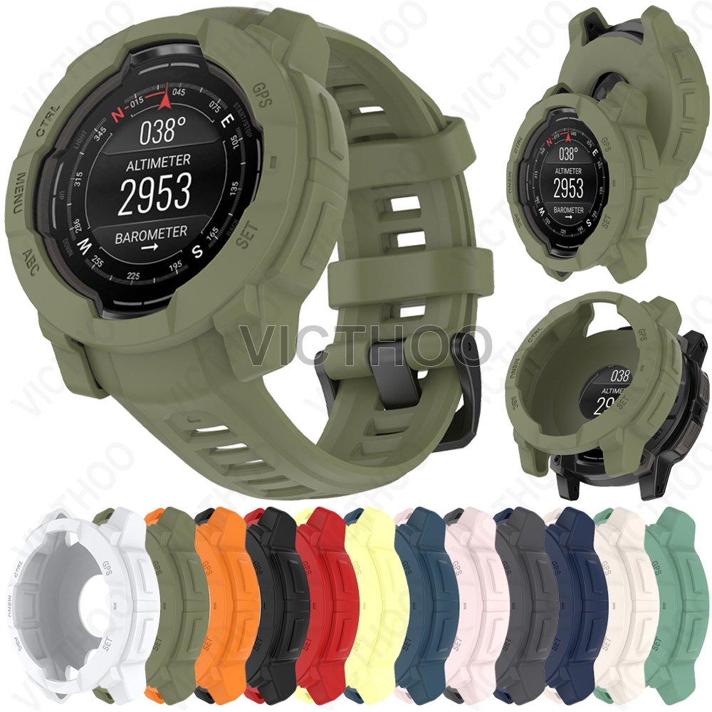 Protetor De Tela À Prova De Choque Meia Capa De Silicone Para Garmin Instinct 3 45mm 50mm / Instinct E 40mm 45mm