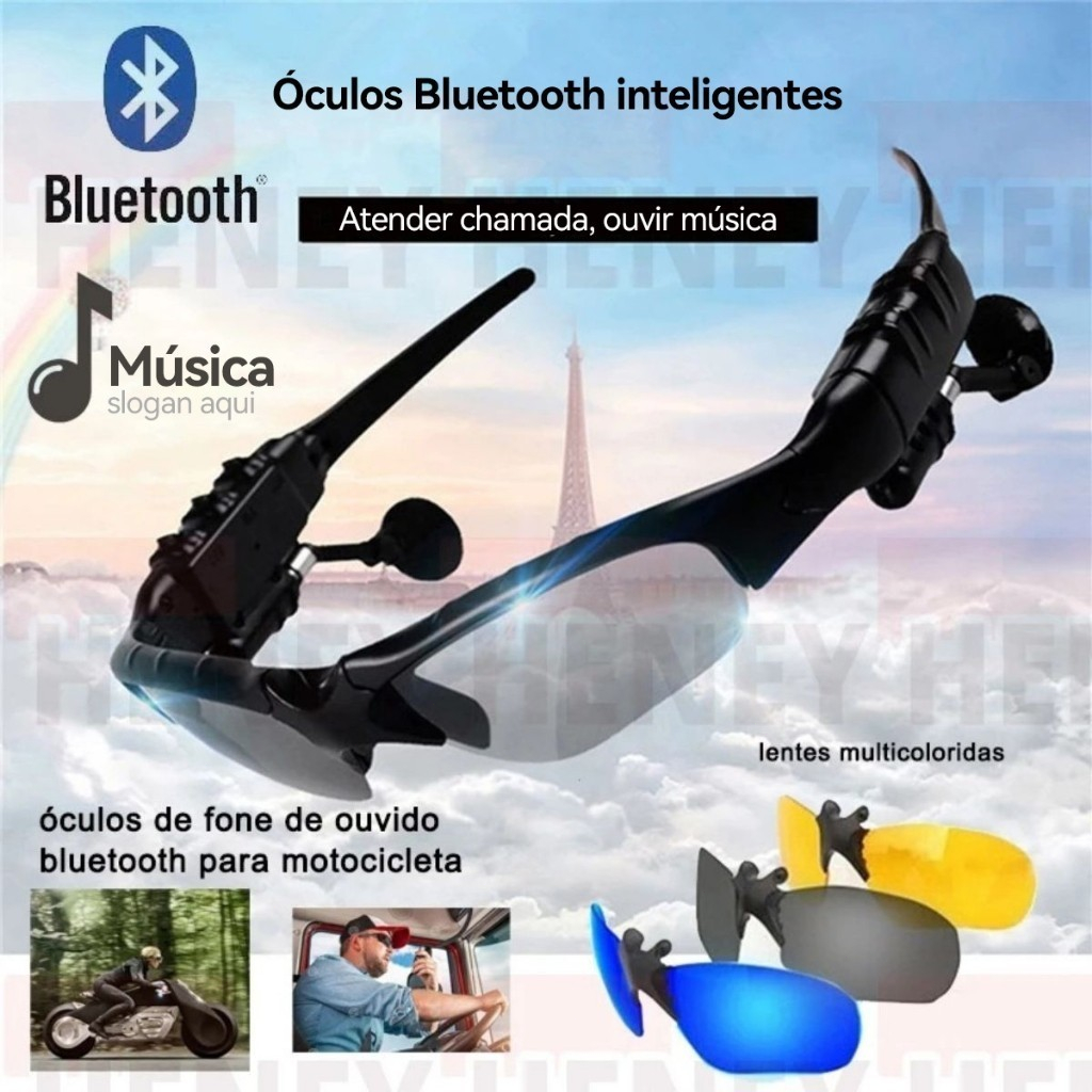 Fone de ouvido portátil V4 sem fio dos óculos de sol dos esportes de Bluetooth, apropriado para telefones Android e Appl