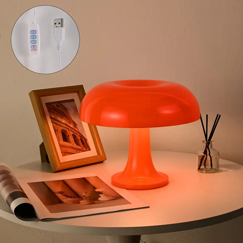 Cogumelo LED candeeiro de mesa retro USB adequado para estudo quarto sala estar decoração retro