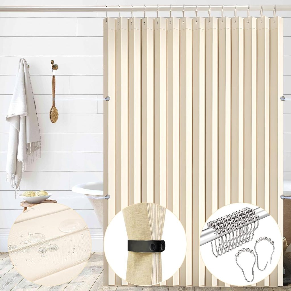 Cortina De Porta À Prova D'água , Chuveiro De Linho Dobrável Magnética Resistente , Não Tóxica , Conjuntos De Cortinas D