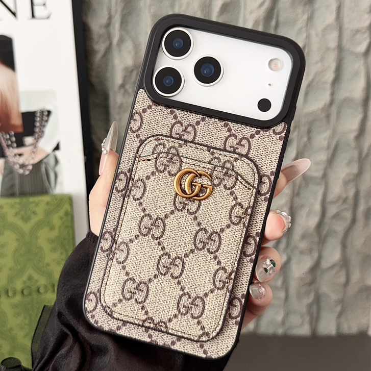 Marca De Moda De Luxo Etiqueta Dourada Slot Para Cartão Capa De Couro iPhone 17 16 15 14 13 12 11 Pro Max Plus em Oferta na Shopee