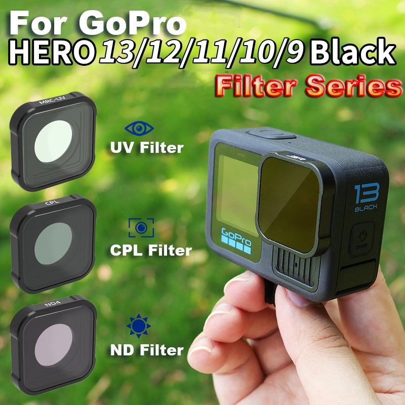 Filtro De Lente Estrutura De Liga De Alumínio Para GoPro Hero 13 12 11 10 9 Câmera De Ação Preta ND Acessórios Do em Oferta na Shopee